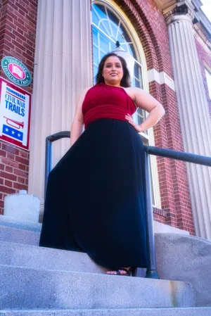 CHOIR Red and Black Maxi Dress