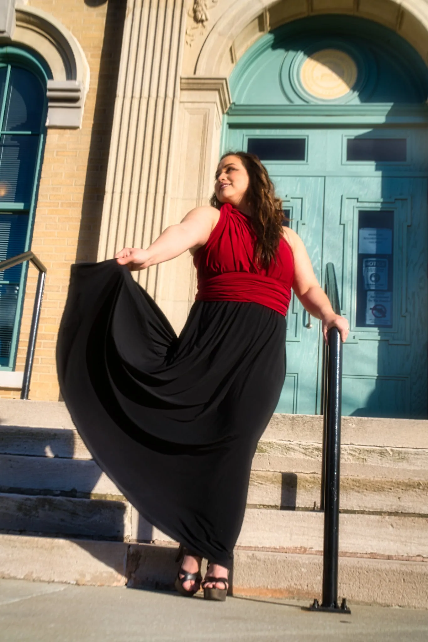 CHOIR Red and Black Maxi Dress