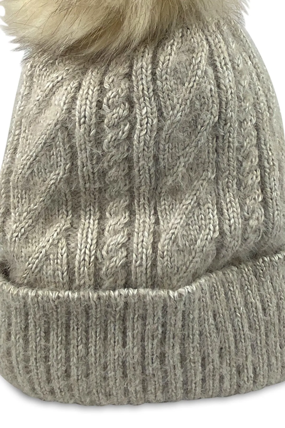 CLASSIC CABLE LINED POM BEANIE