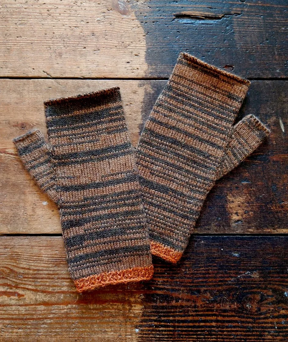 Cliffe Wool Fingerless Mittens - KELP/DRIFTWOOD