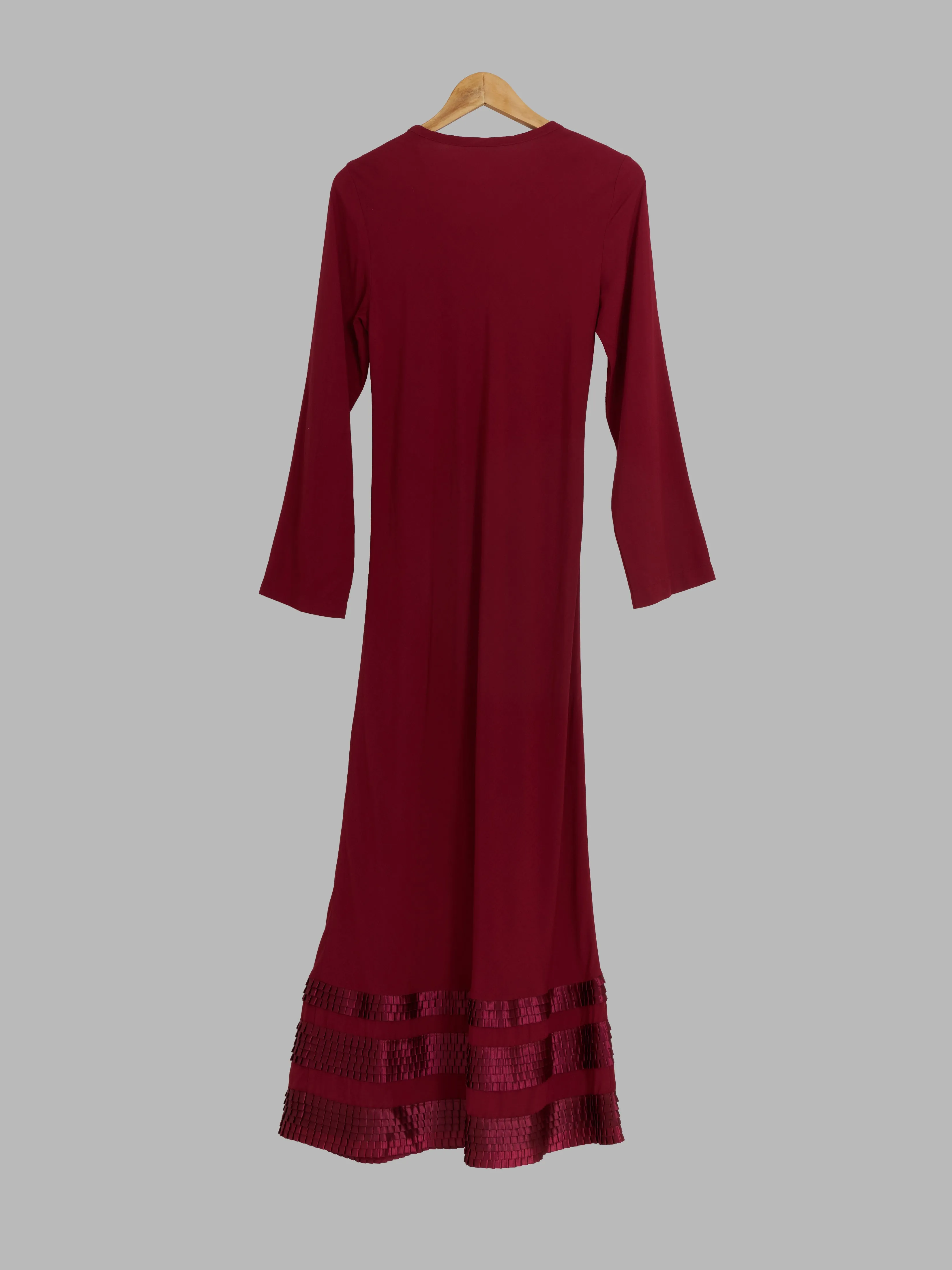 Comme des Garcons 1994 burgundy round neck frilled hem maxi dress