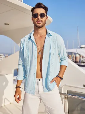 Cotton Beach Button Down Long Sleeve Shirt (US Only)