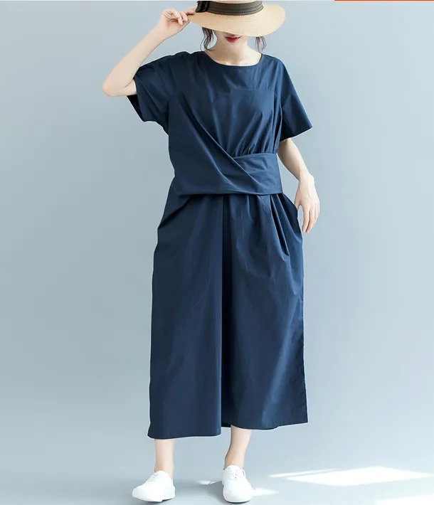 Crossknot Summer Cotton Linen Spring Women Dresses QZ200537