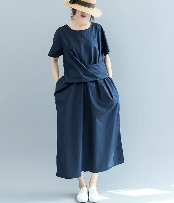 Crossknot Summer Cotton Linen Spring Women Dresses QZ200537