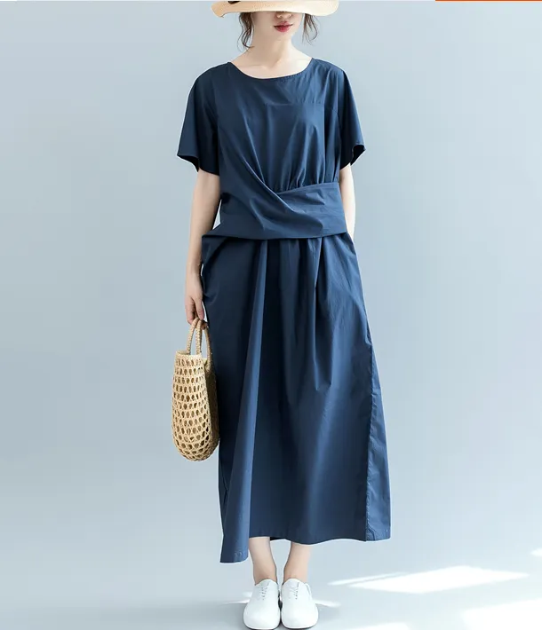 Crossknot Summer Cotton Linen Spring Women Dresses QZ200537