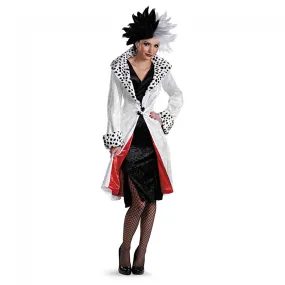 Cruella De Vil Costume Coat Dress Women's Prestige 101 Dalmations Outfit