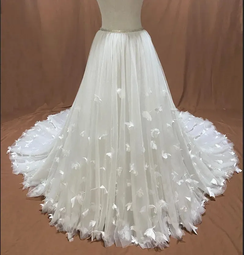 Custom 3D Butterfly Tulle Full A Line Wedding Skirt All Sizes/Colors