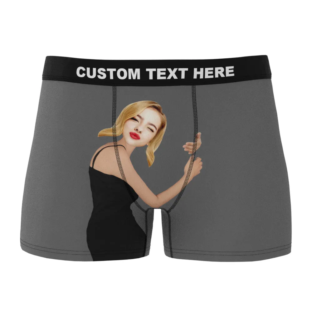 Custom Love Hug Boxer Shorts Personalized Boxers Briefs with Picture