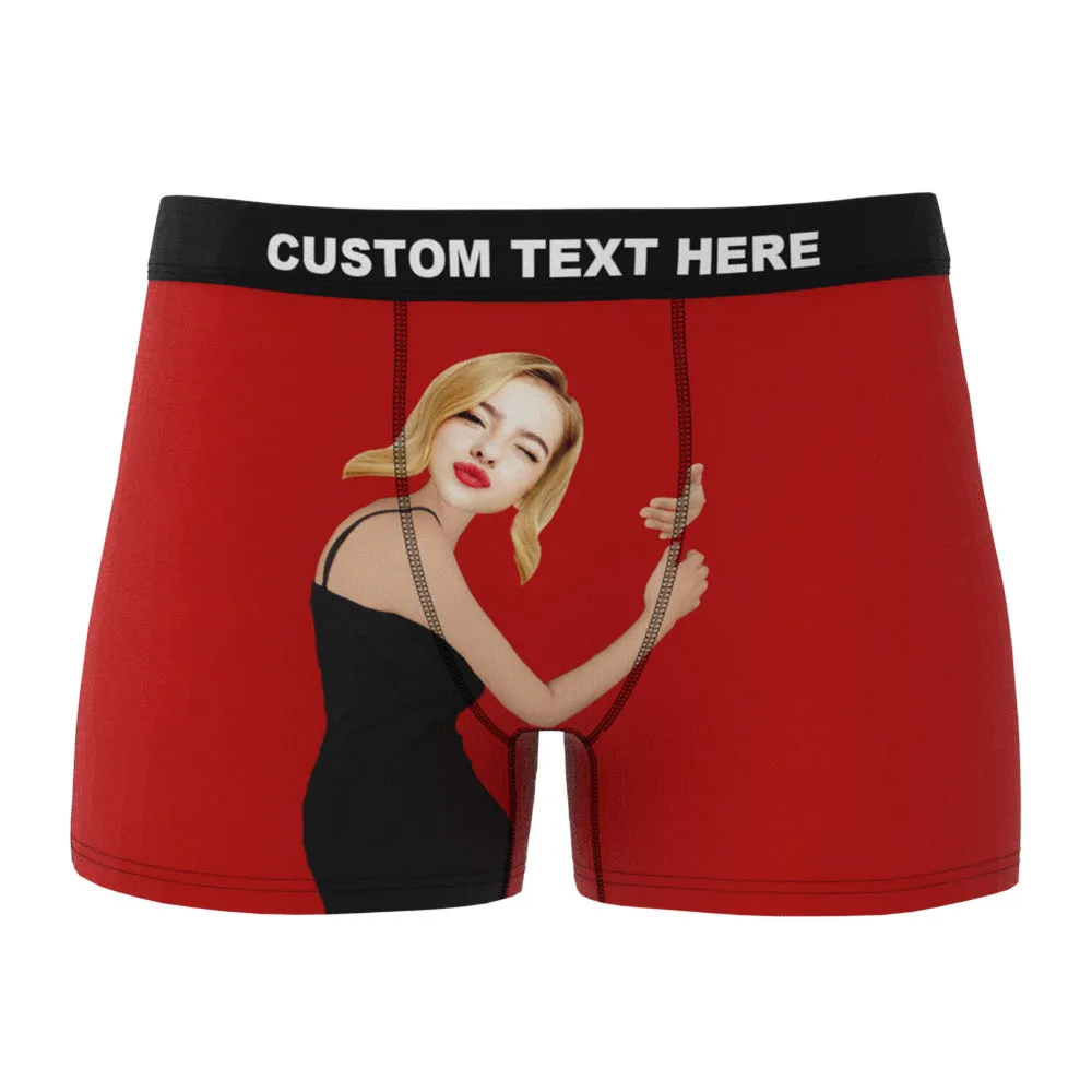 Custom Love Hug Boxer Shorts Personalized Boxers Briefs with Picture