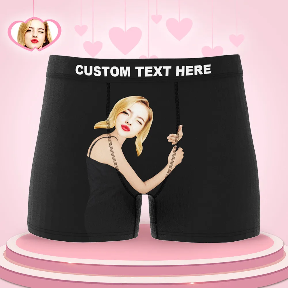 Custom Love Hug Boxer Shorts Personalized Boxers Briefs with Picture