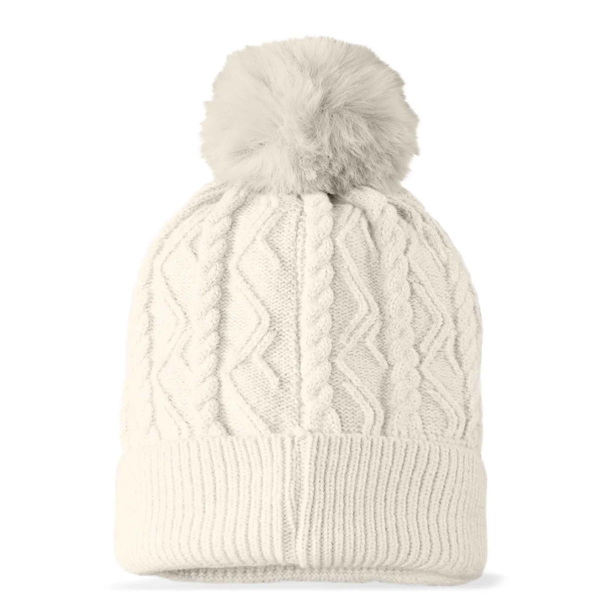 Dalix Cable Knit Pom Beanie