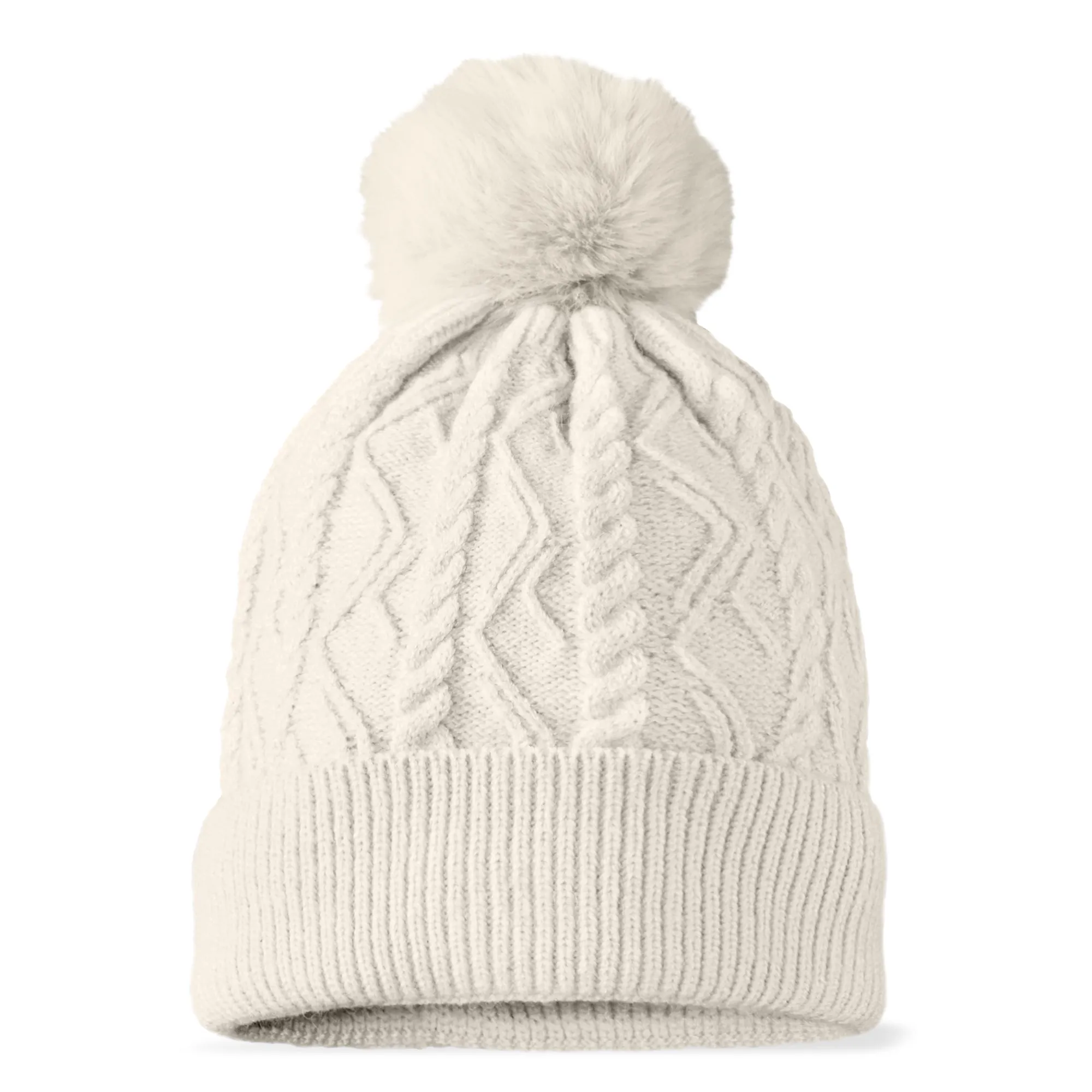 Dalix Cable Knit Pom Beanie