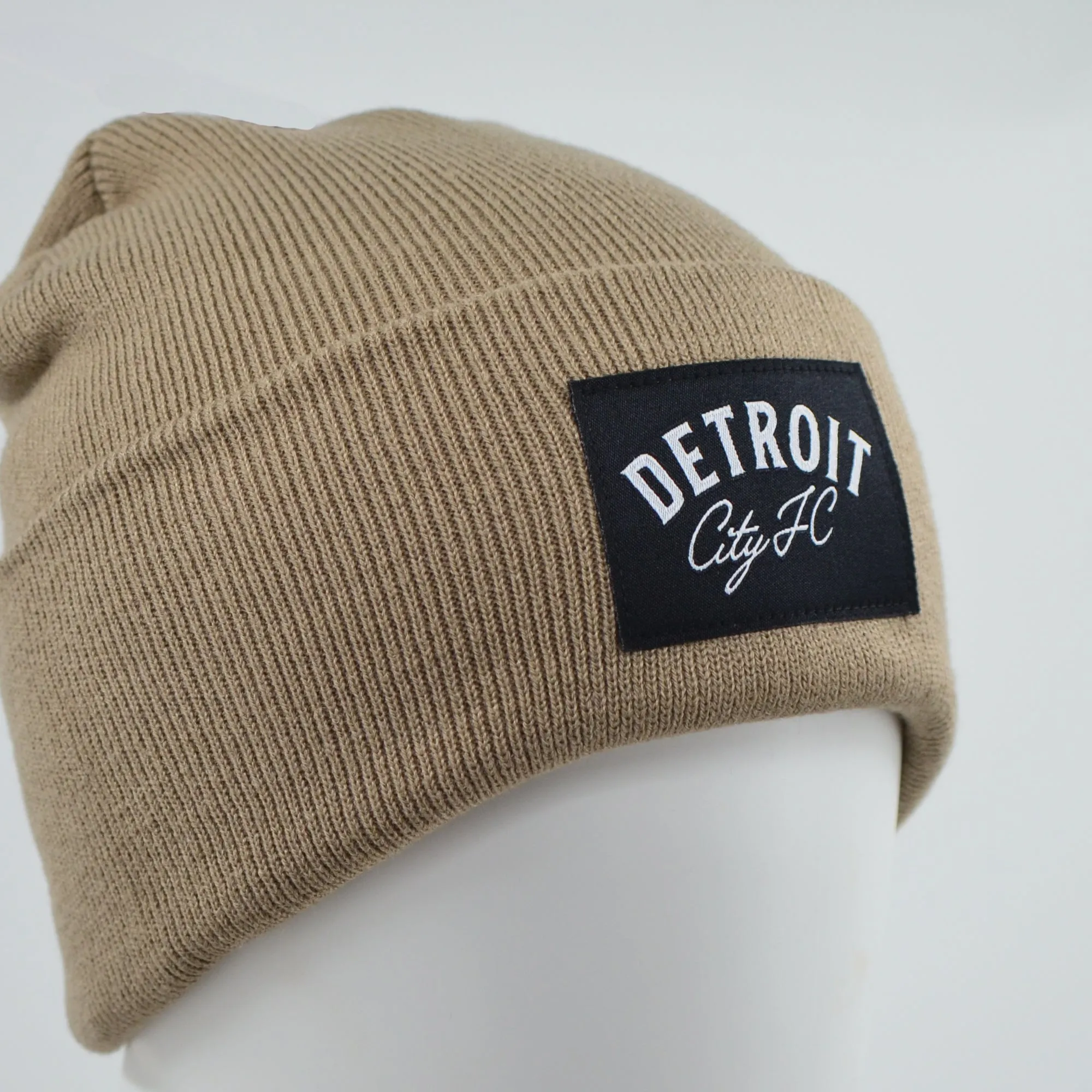 DCFC Knit Hat- Script Label Cuffed- Khaki