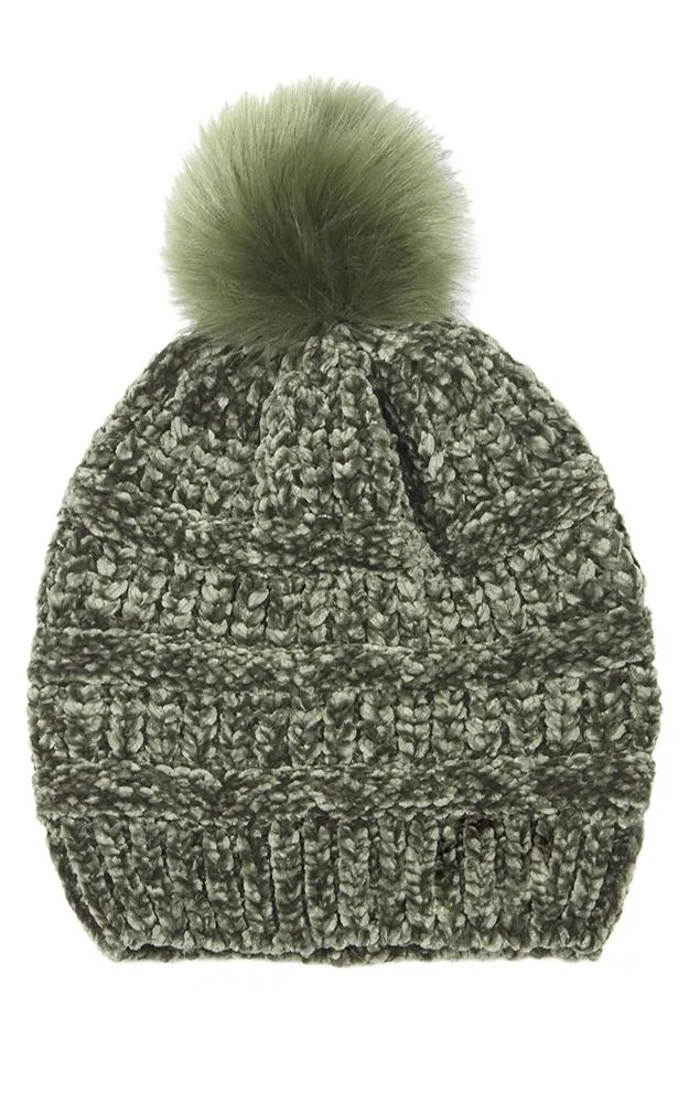 EAH9517 Chenille Beanie w/Pom Pom Hat