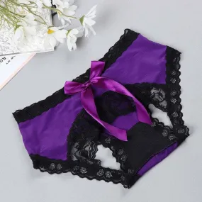 'Easy Access' Crotchless Bow Underwear, Open Crotch Panties.