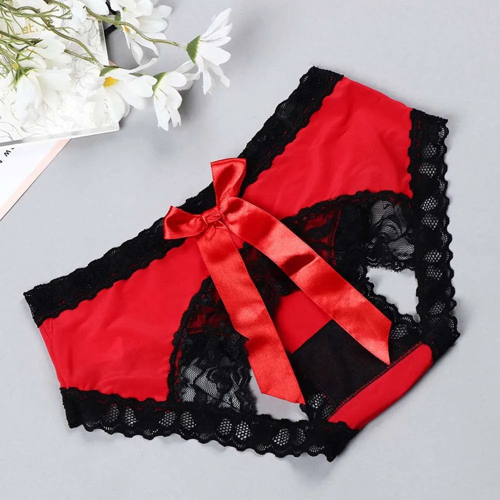 'Easy Access' Crotchless Bow Underwear, Open Crotch Panties.