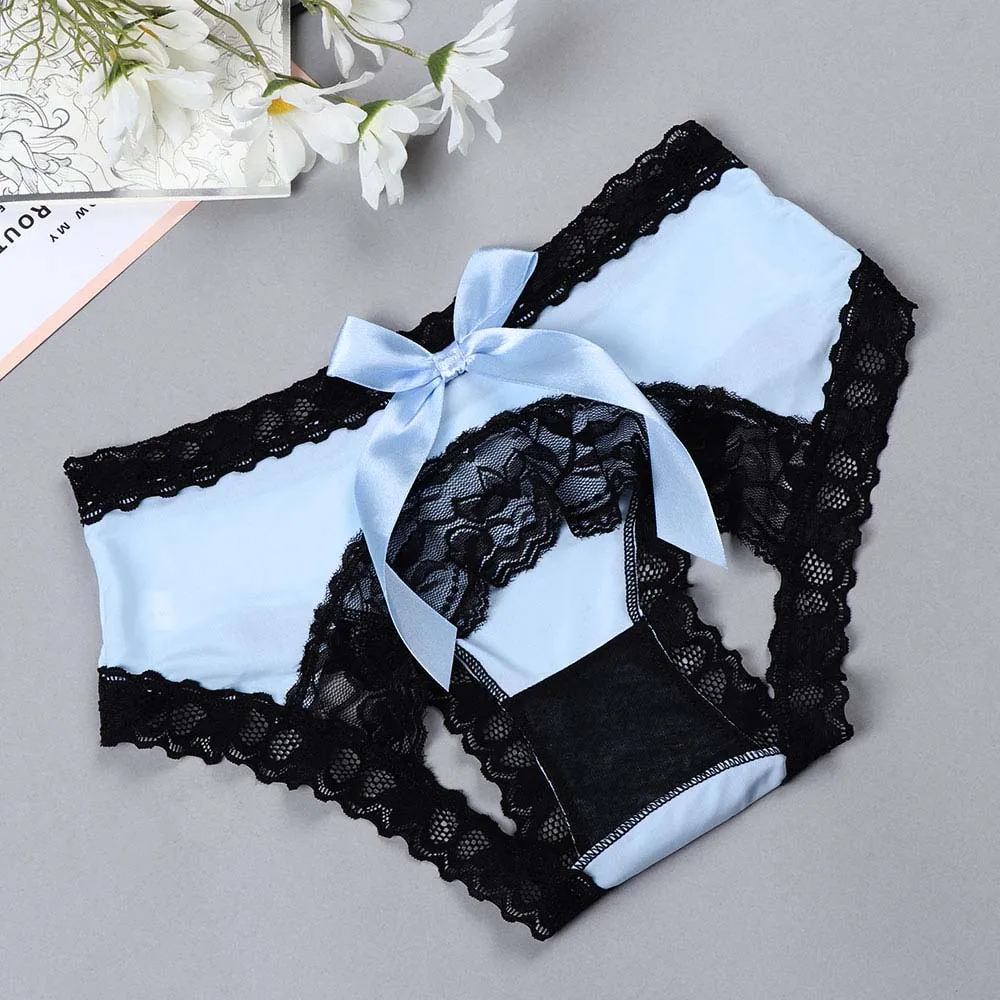 'Easy Access' Crotchless Bow Underwear, Open Crotch Panties.