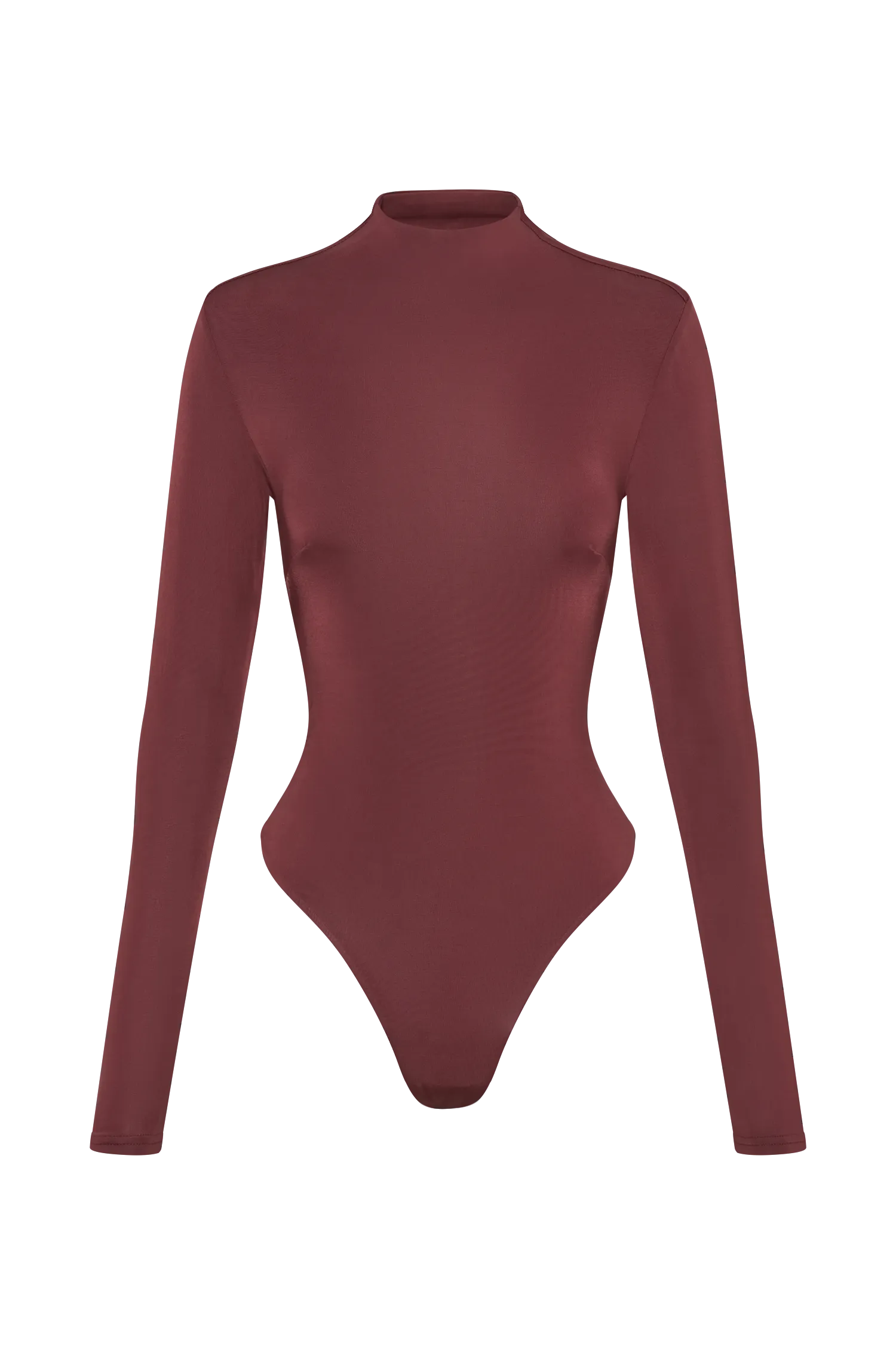 Elani Slinky High Neck Bodysuit - Wine