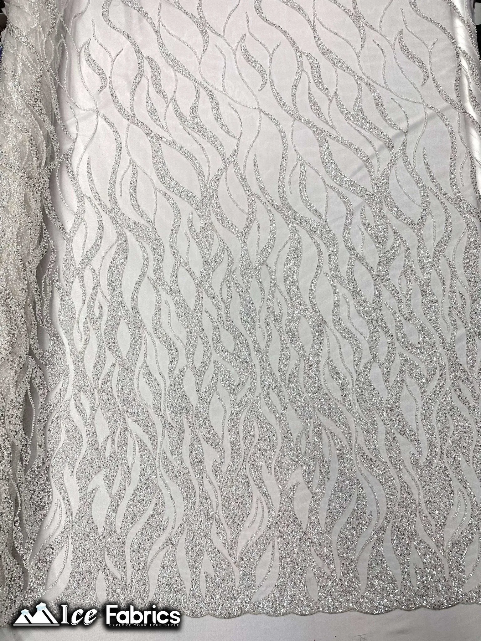 Elegant Heavy Beaded Fabric Lace Fabric with Sequin