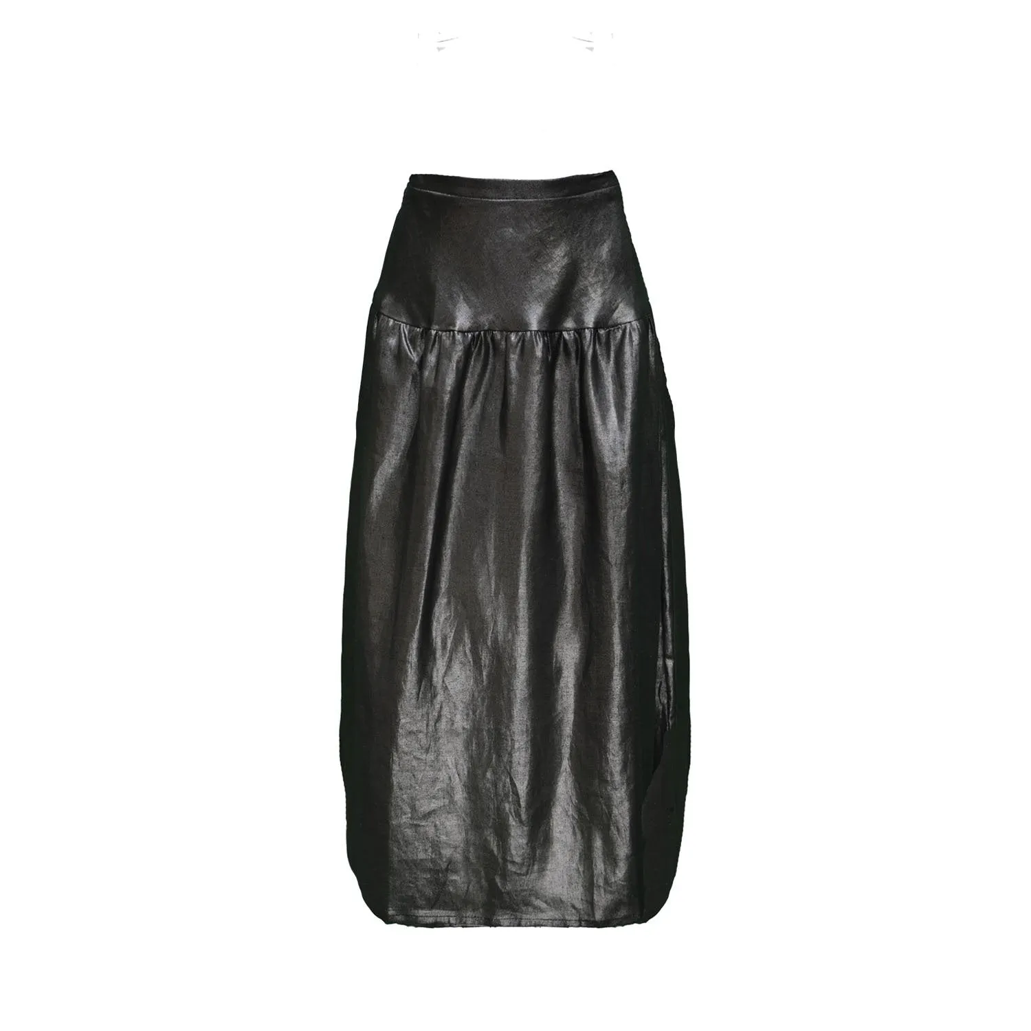 Eliza Skirt / Silver on Black Linen