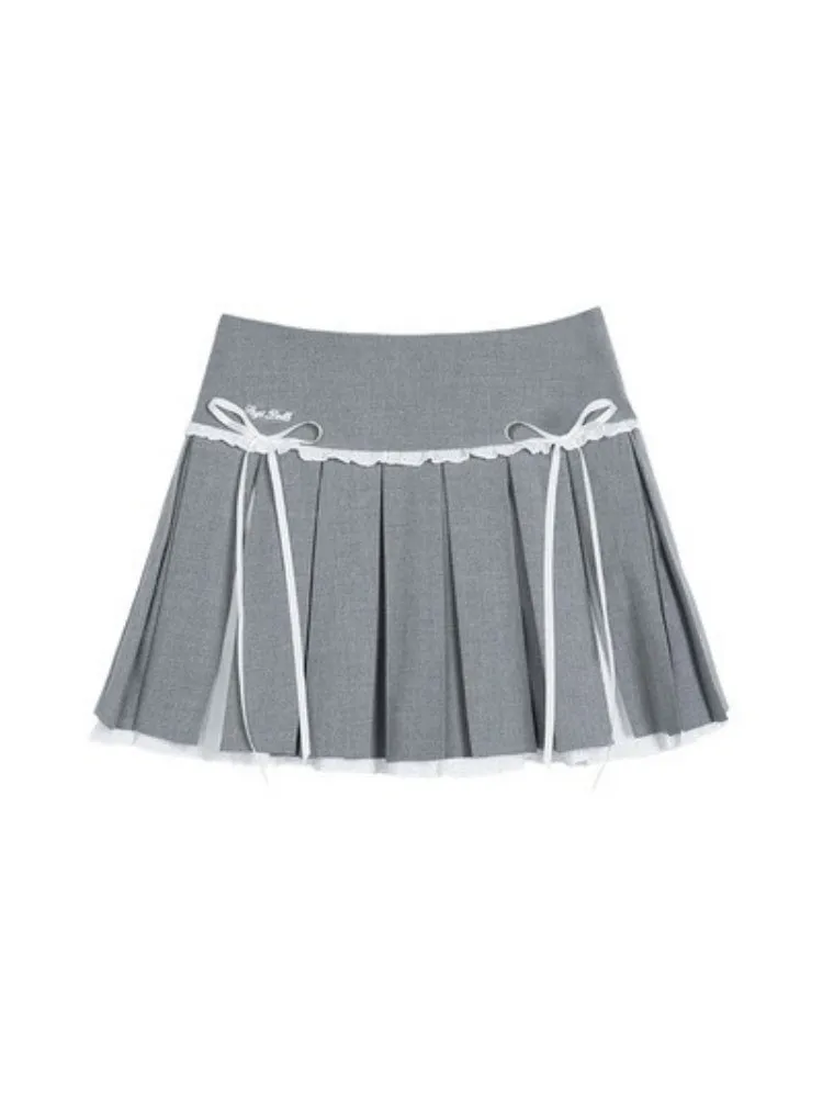 Fake Layered Ribbon Pleated Mini Skirt【s0000003828】