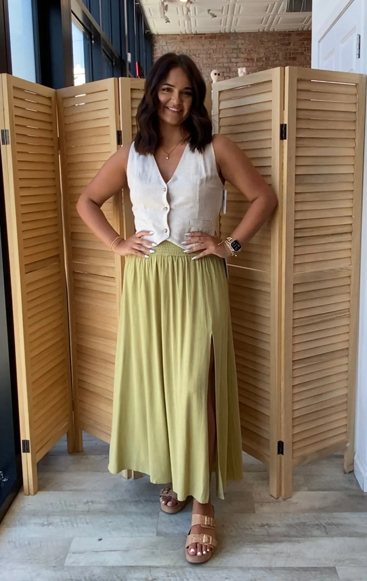 Farmers Market Maxi Skirt | Matcha