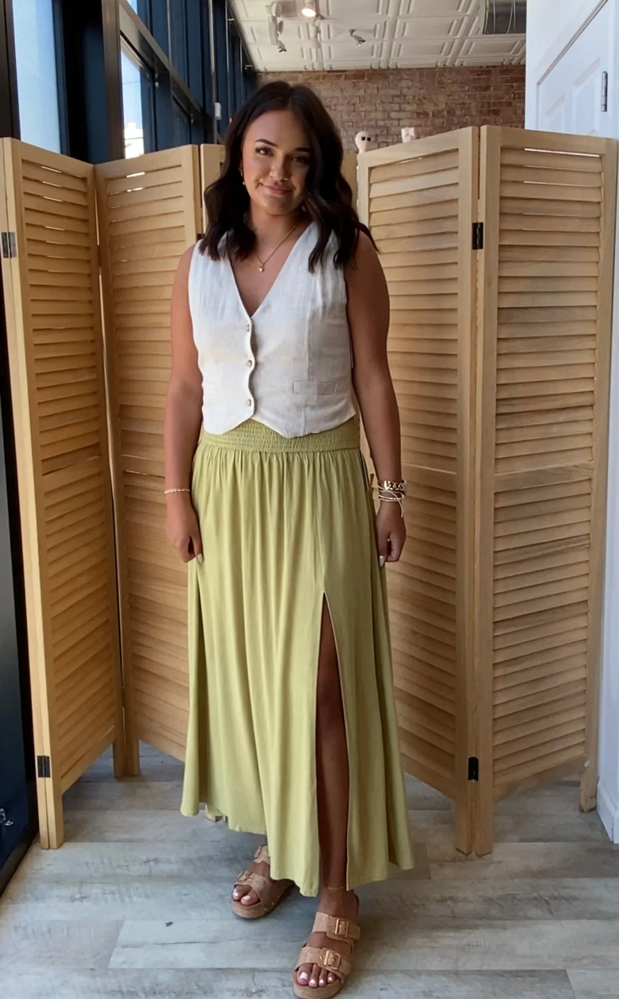 Farmers Market Maxi Skirt | Matcha