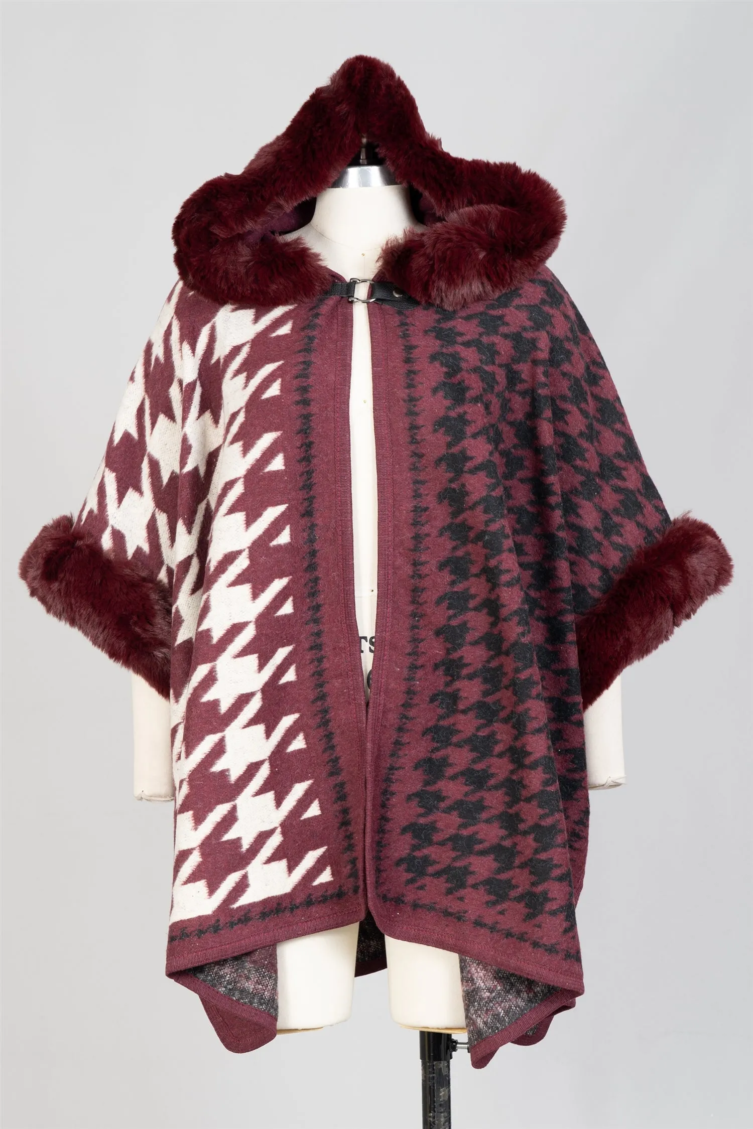 Fashion A101 Faux Fur Trim Cape