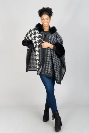 Fashion A101 Faux Fur Trim Cape