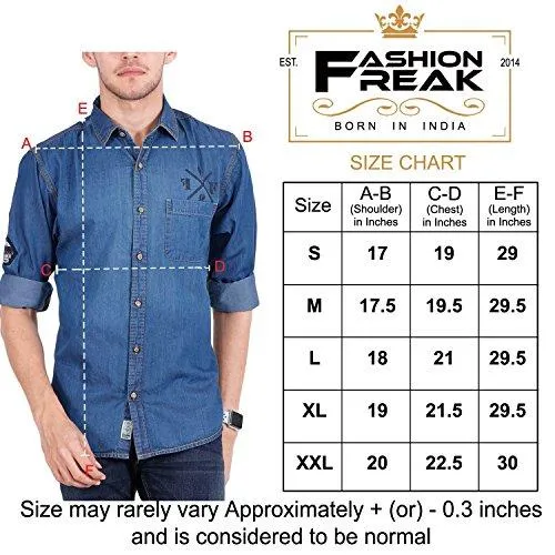 Fashion Freak Denim Shirt For Men (Jean Shirt) (DS003) (XXL - 42)