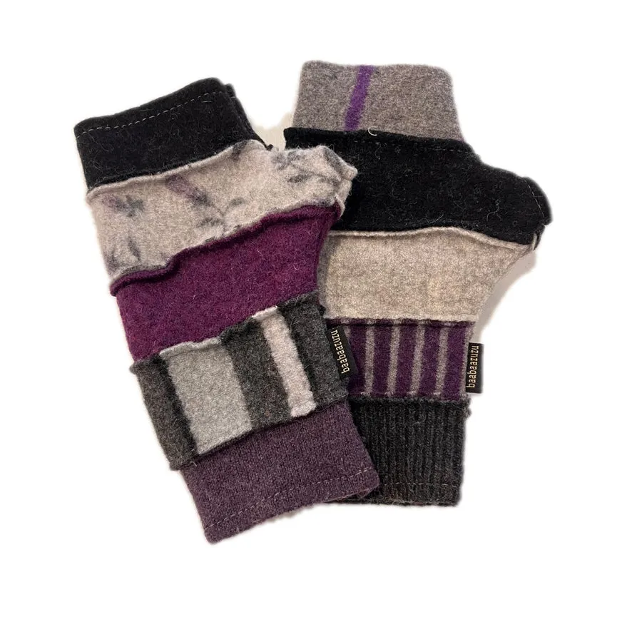 Fingerless Gloves in Grape & Grey