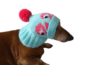 Flamingo knitted hat for dogs, dog clothes with flamingos