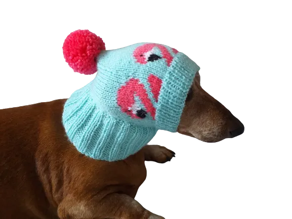 Flamingo knitted hat for dogs, dog clothes with flamingos