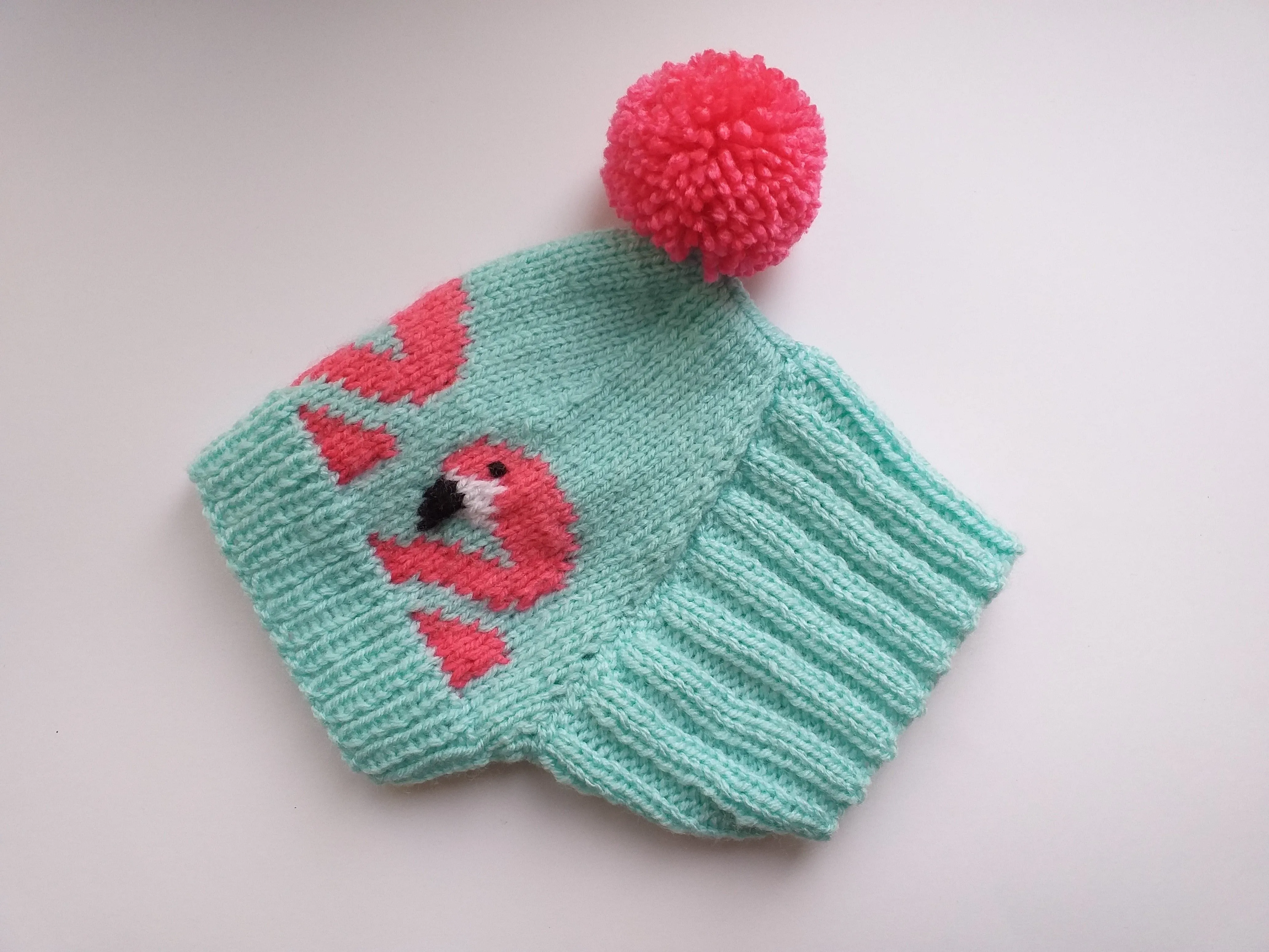 Flamingo knitted hat for dogs, dog clothes with flamingos