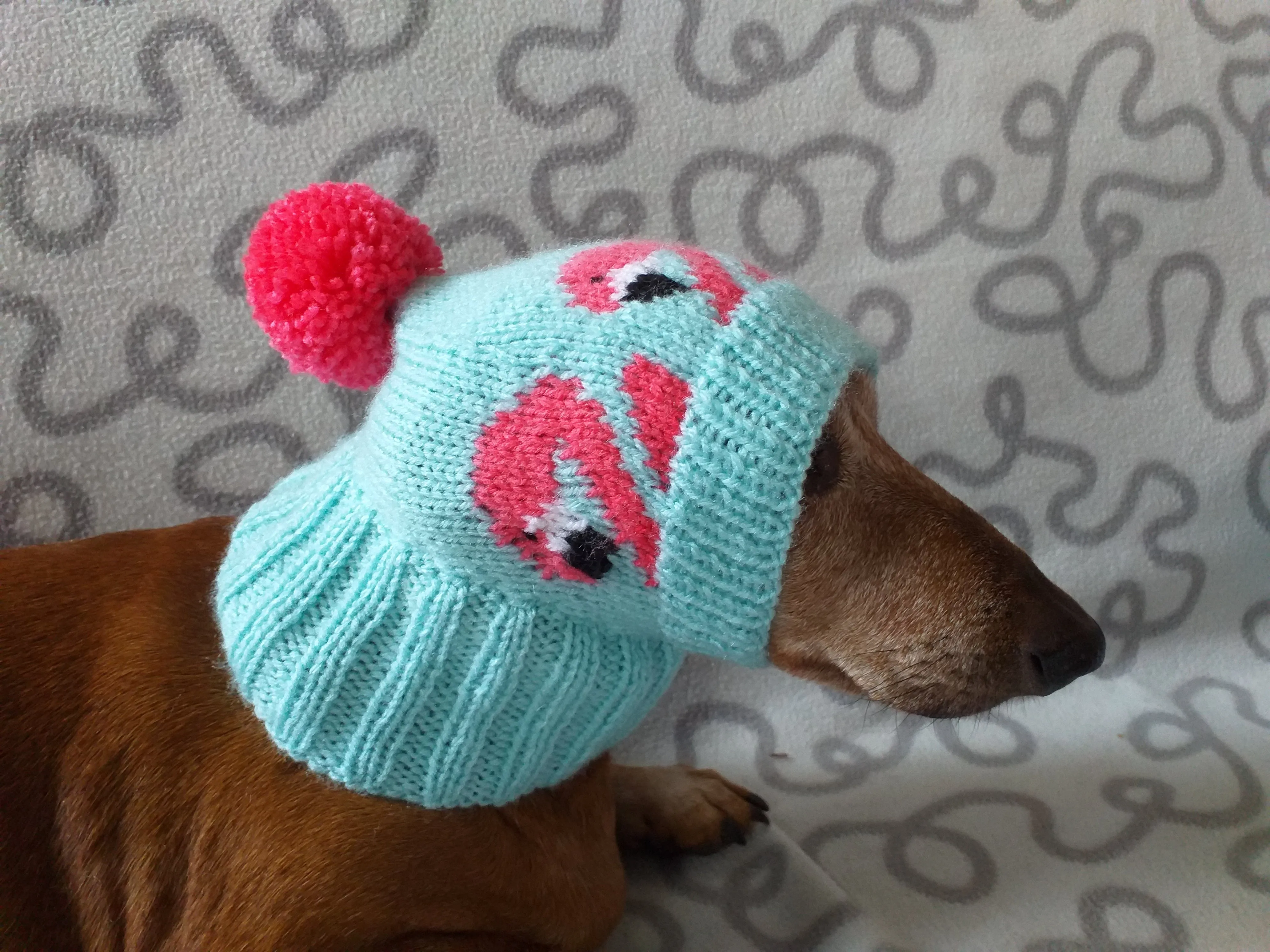 Flamingo knitted hat for dogs, dog clothes with flamingos