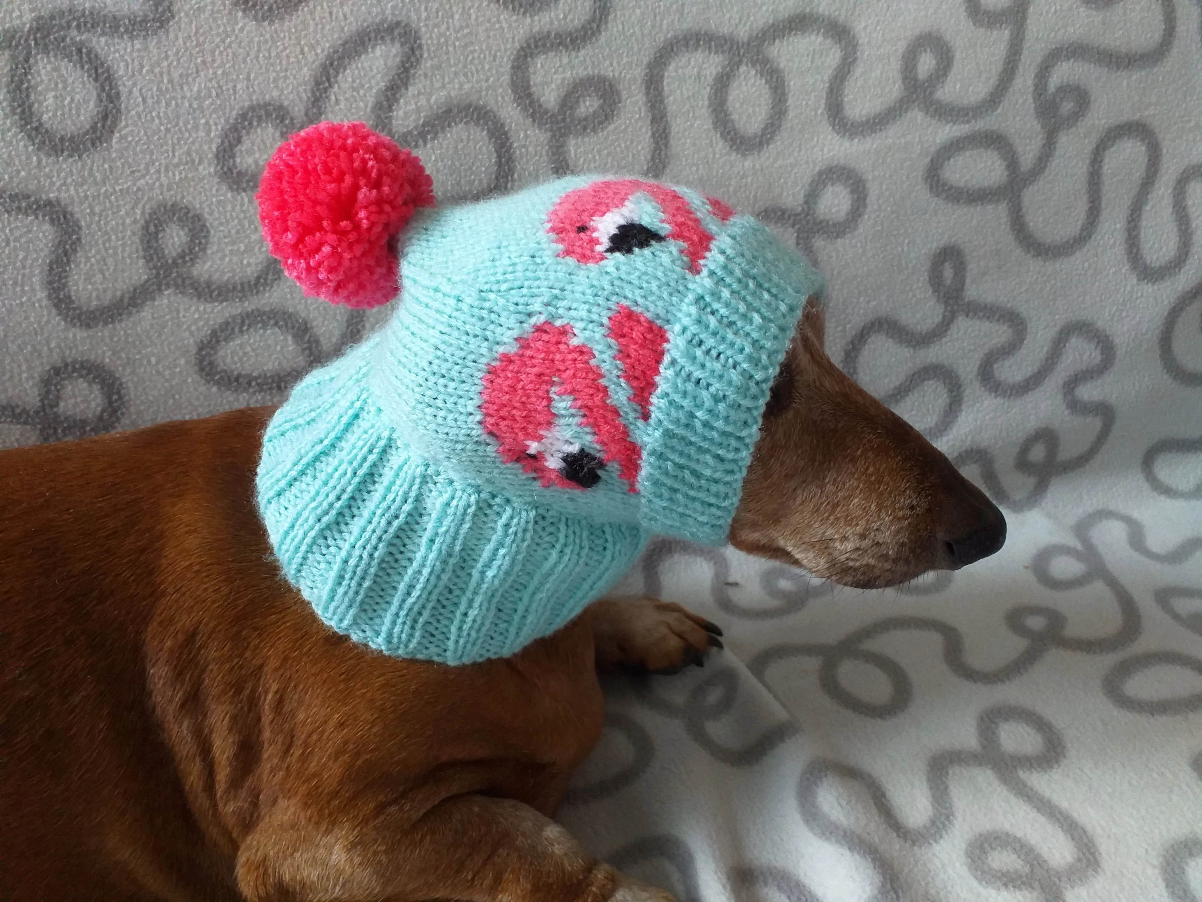 Flamingo knitted hat for dogs, dog clothes with flamingos