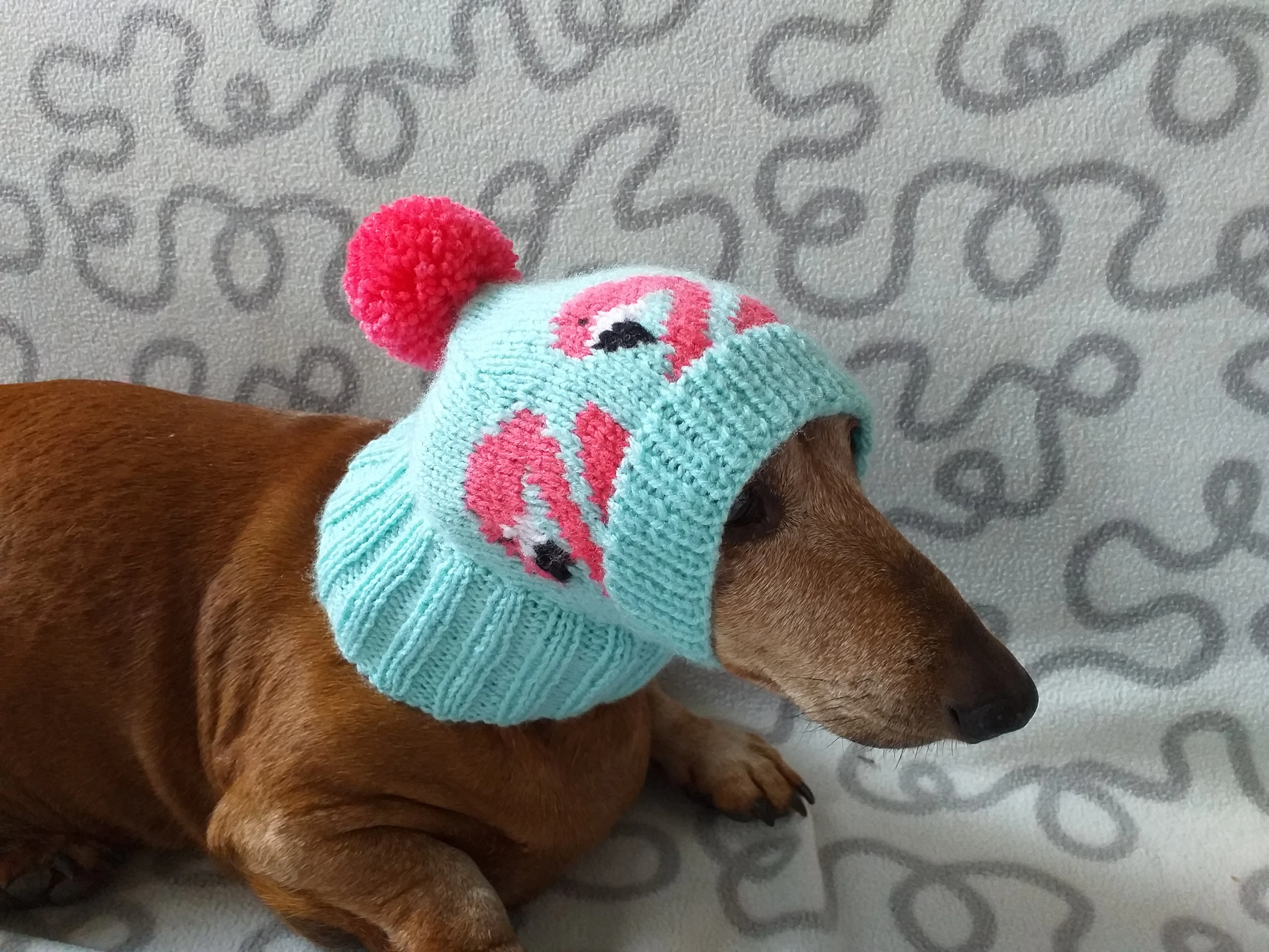 Flamingo knitted hat for dogs, dog clothes with flamingos