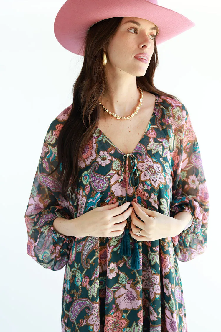 Floral Long-Sleeve Maxi Dress