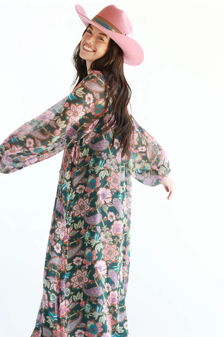 Floral Long-Sleeve Maxi Dress