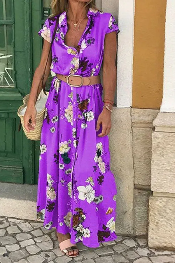 Floral Vintage Button Maxi Dress