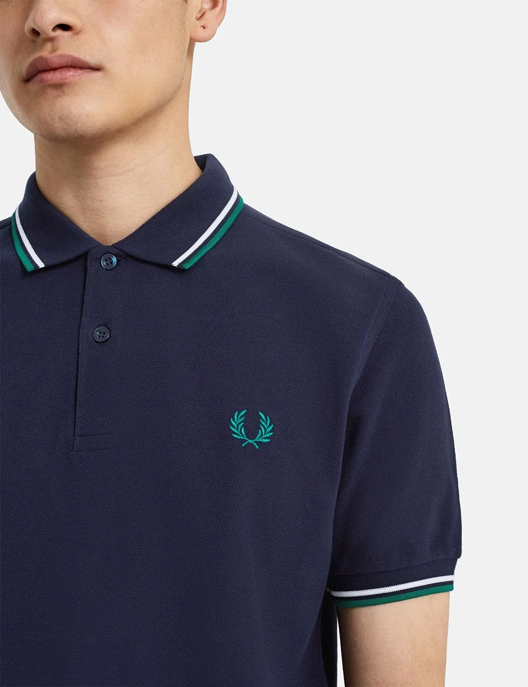 Fred Perry Twin Tipped Polo Shirt - Carbon Blue/White/Raf Green