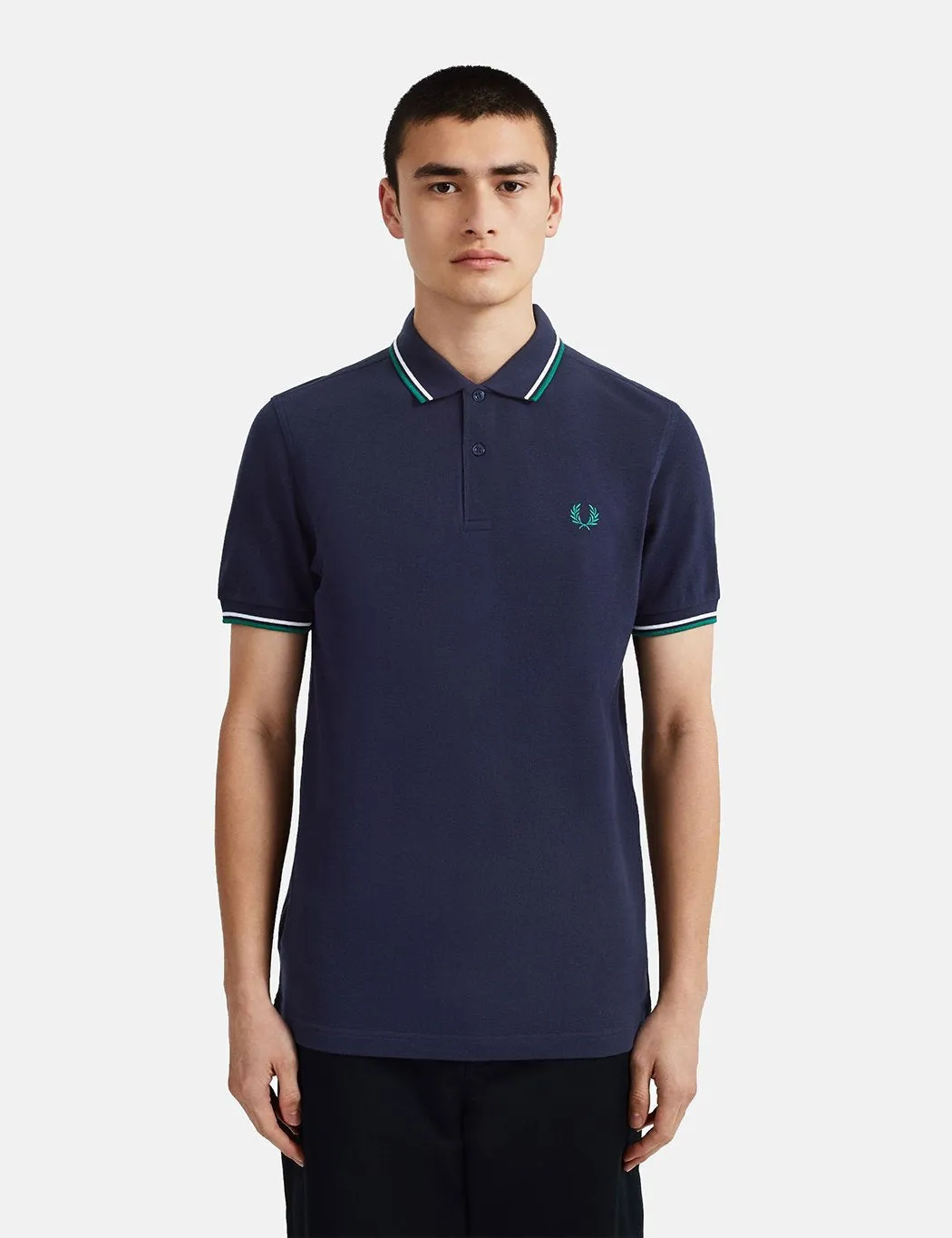 Fred Perry Twin Tipped Polo Shirt - Carbon Blue/White/Raf Green