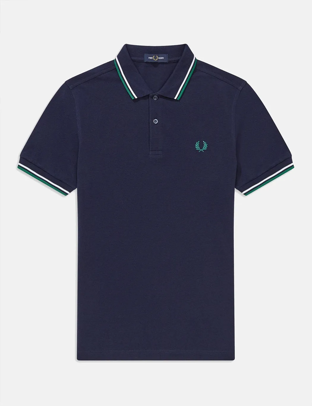 Fred Perry Twin Tipped Polo Shirt - Carbon Blue/White/Raf Green