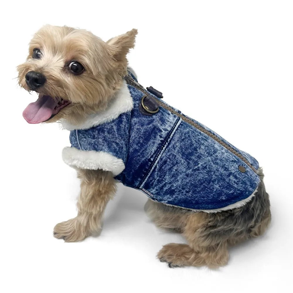 Furry Runner Coat in Denim