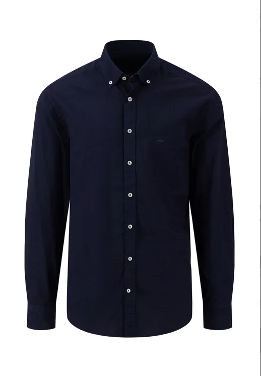 FYNCH HATTON® Garment Dyed Poplin Shirt/Navy - New AW24