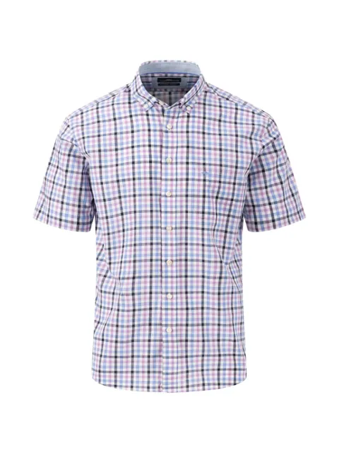 FYNCH HATTON® Summer Slub Check Shirt/Dusty Lavender - SS24 SALE