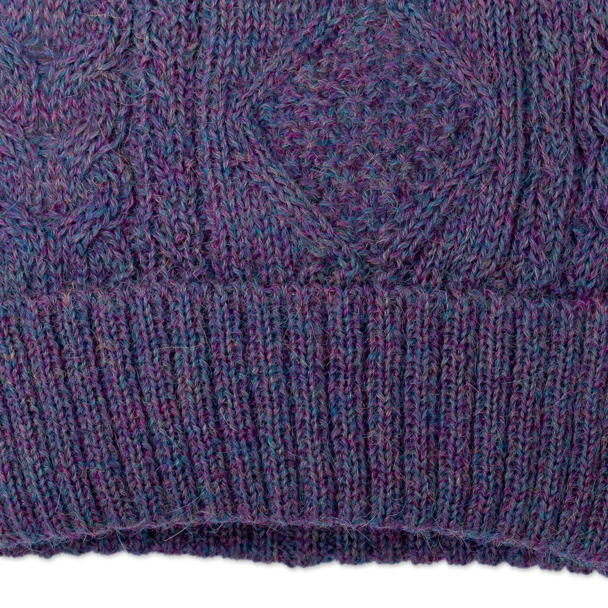 Geometric Soft 100% Alpaca Knit Hat in a Purple Hue - Purple Braid | NOVICA