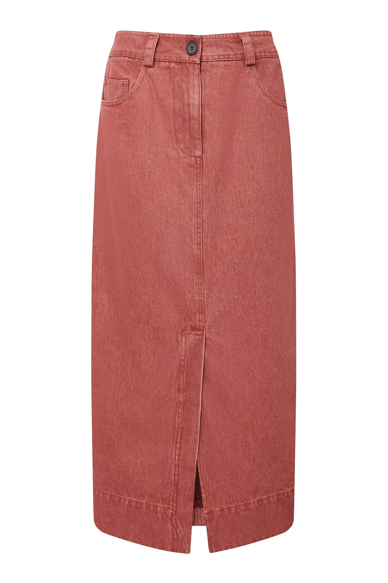 GRACE Organic Cotton Denim Skirt - Red Wash