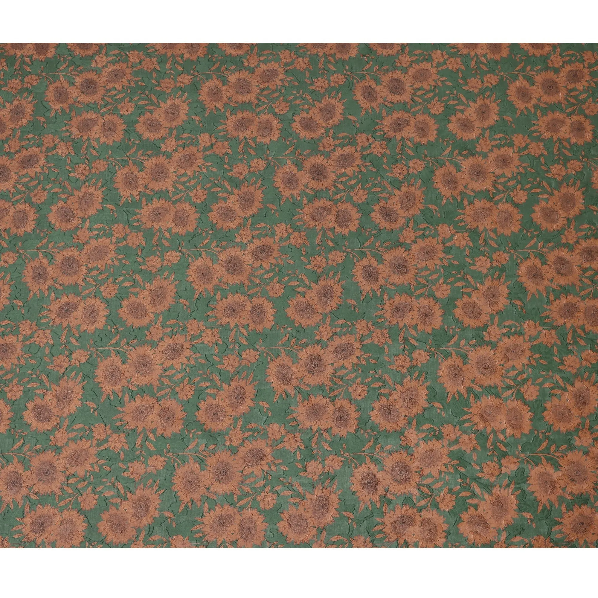 Green Sunflower Cotton Uragiri Voile Fabric having Jacquard, 110 cm Width-D20569