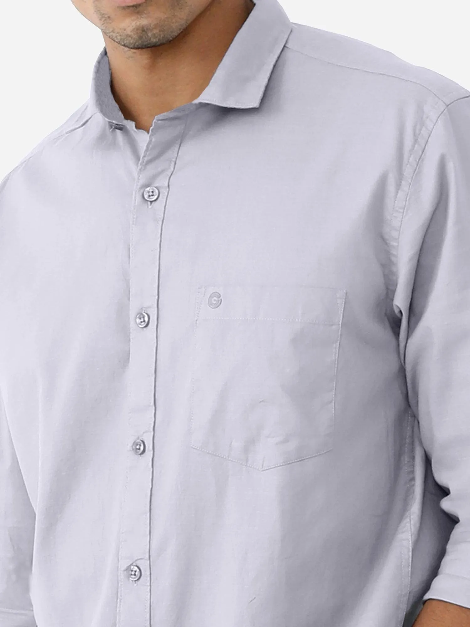 Grey Solid Cotton Shirt